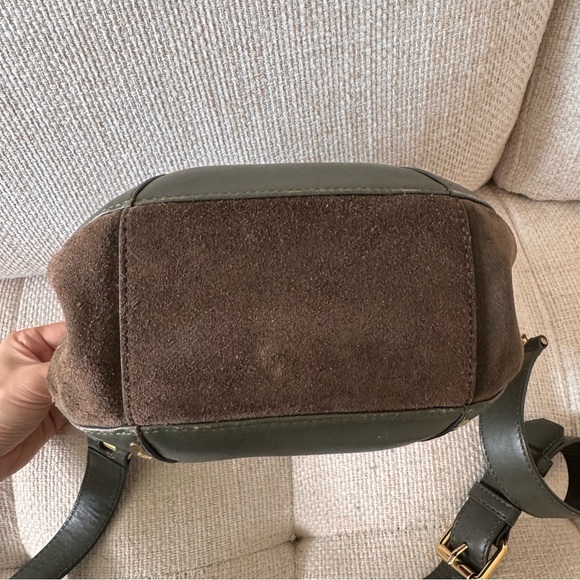 SANDRO Paris Bonnie Leather & Suede Crossbody Bag - Olive - Picture 5 of 10